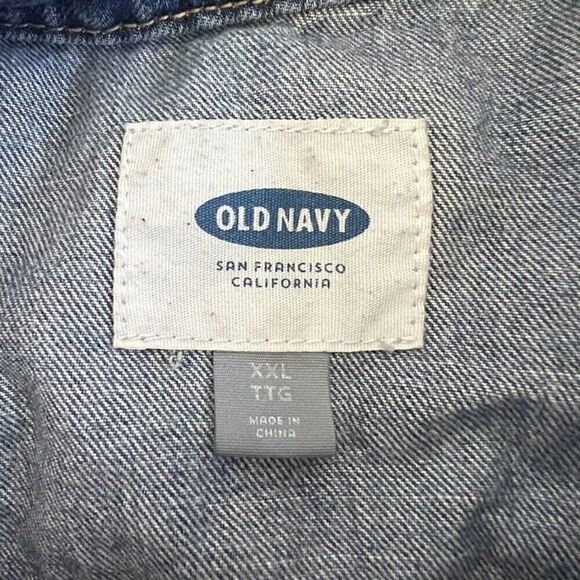 Old Navy Plus Size XXL Jean Jacket Blue Denim Relaxed Boyfriend Fit Coat - Picture 5 of 8